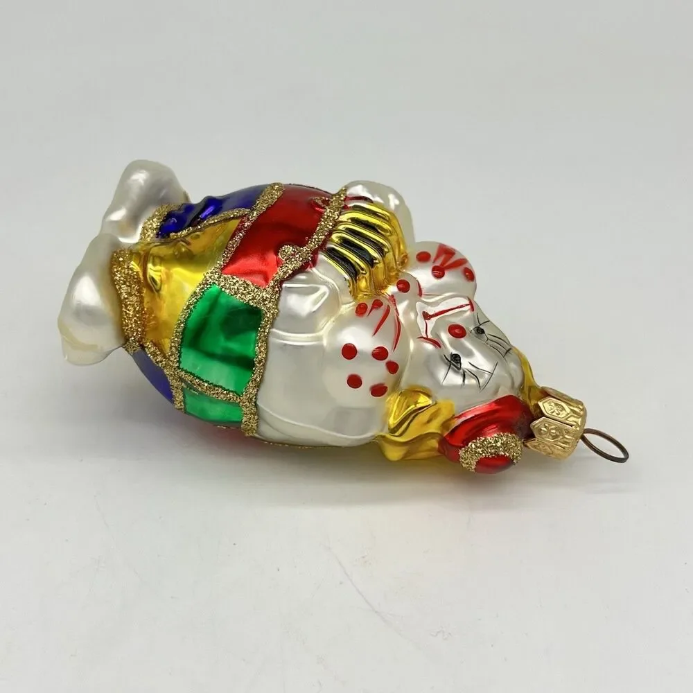 Kurt Adler Polonaise Komozja Hand Blown Glass Clown Accordion Ornament Poland
